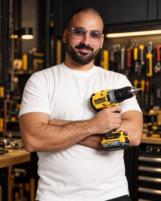 Eliaou Chikli, votre artisan, perceuse en main